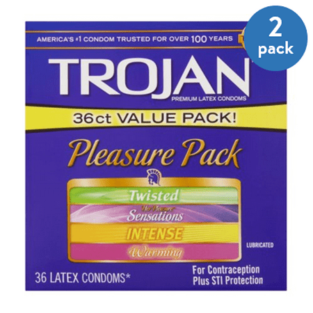 (2 Pack) Trojan Pleasure Pack Lubricated Condoms, (Best Type Of Condom For Pleasure)