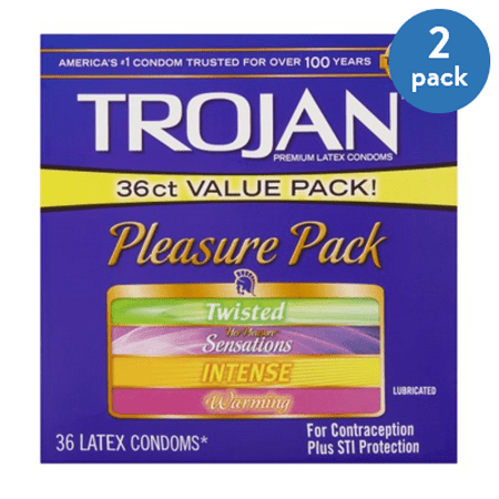 - (2 Pack) Trojan Pleasure Pack Lubricated Condoms, 36ct
