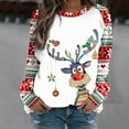 thumbnail image 1 of Costumes de Noël en Liquidation Mode Femme Décontractée Imprimé Col Rond Ample Manches Longues Hauts Blouse Chandails en Molleton Sans Capuche Chandails en Molleton Surdimensionnés pour Femmes, 1 of 4