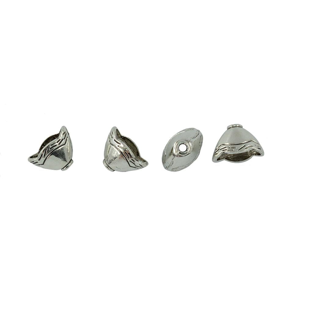 Milageto 2x100 Pieces Beads Cap Tassel End Cap Jewelry Making Findings Antique , Antique Silver, 4 Pcs