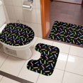 thumbnail image 5 of Abstract Bathroom Rugs Set Cute Blue Green Red Pencil Paw Print Non Slip Absorbent Soft Bath Mats 3 Piece Set with Bathroom Rug, U-Shaped Floor Mat, Toilet Seat Cover Large Size, 5 of 9