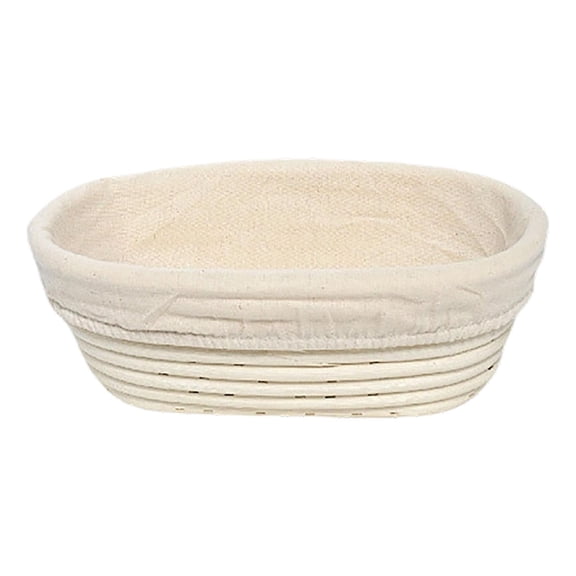 Oval Banneton Brotform Proofing Basket, 25cm, Handwoven Rattan with Linen Liner for Artisan Bread and Sourdough Baking,Beige,basket