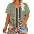 thumbnail image 3 of lcziwo Plus Size Tops for Women Short Sleeve T Shirt Casual Summer V Neck Tunics Fashion Boho Floral Graphic Tees Loose Oversized Blouses Black XXXXXL, 3 of 6