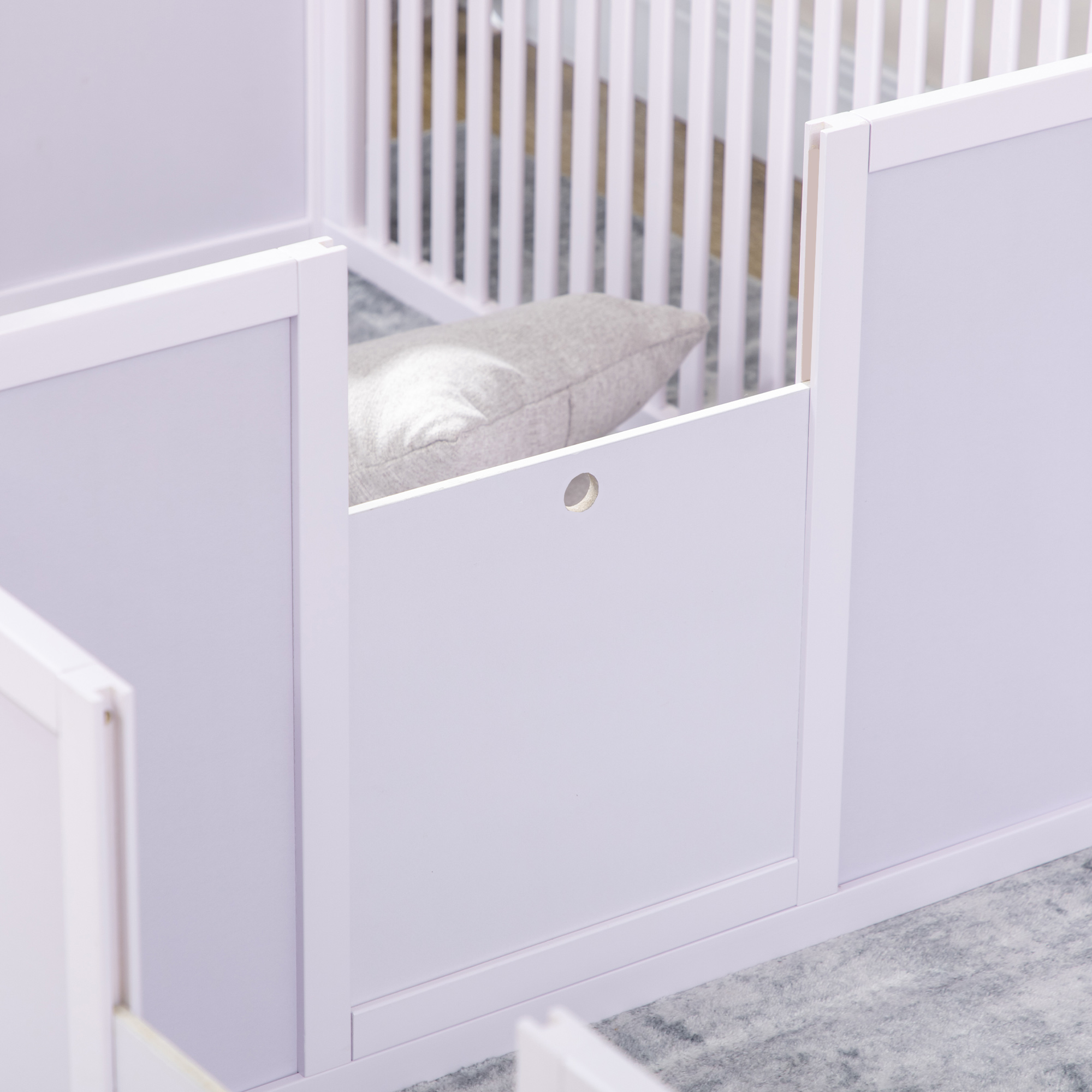 Luxvie Whelping Box for Dogs Built for Mother's Comfort, Dog Whelping Pen with Removable Doors, Puppy Playpen for Indoors, Newborn Puppy Supplies & Essentials, 81" x 39" x 20", White