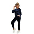 thumbnail image 4 of hirigin Fall Women Velvet Tracksuits Set Solid Color Long Sleeve Hoodie Sweatshirt and Casual Drawstring Sweatpants, 4 of 9