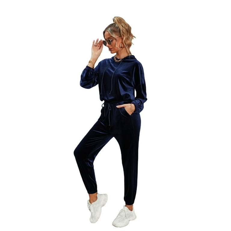 Navy top velvet tracksuit