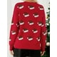 thumbnail image 5 of Lucakuins Suéter de punto casual navideño para mujer, color rojo, manga larga, cuello redondo, gorro navideño, prendas de punto estampadas Lucakuins  moda, 5 of 9