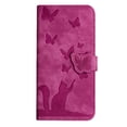 thumbnail image 3 of Decase Phone Shell for Apple iPhone 15,Butterfly Cat Embossed Pattern Folio PU Leather Card Slots Holder Wallet Cover Case With Magnetic Clasp,for  iPhone 15 - Rose, 3 of 7