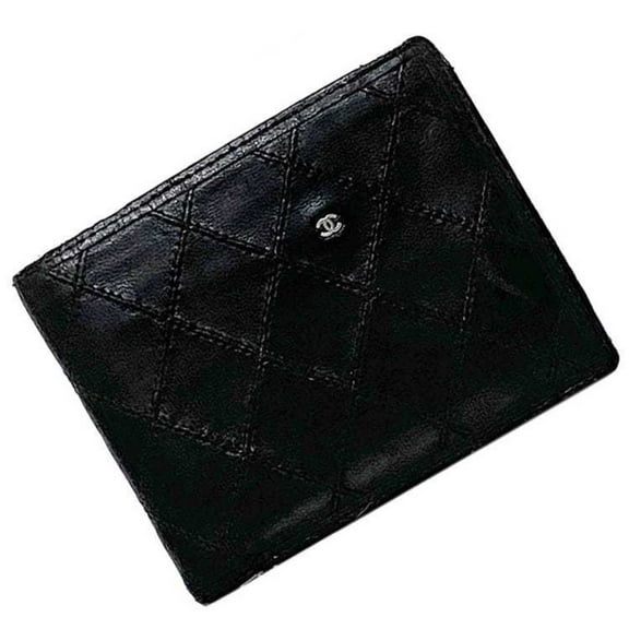 Pre-Owned Chanel Bi-fold Wallet ec-22611 Black Bicolor Billfold Leather CHANEL... (Fair)