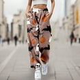 thumbnail image 2 of Halloween Sweatpants Women Cute Funny Pumpkin Ghost Graphic Print Joggers Drawstring Casual Tapered Pants with Pockets Z003-Coffee XXL, 2 of 4