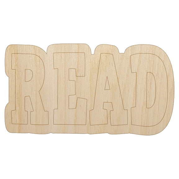 Read Fun Text Wood Shape Unfinished Piece Cutout Craft DIY Projects - 4.70 Inch Size - 1/8 Inch Thick
