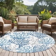 thumbnail image 5 of 7ft Round Rug, Navy Blue Coral Coastal Non-Skid Rubber Backing Large Area Rugs - Living Room Bedroom Home Office, Summer Beach Seaside Nautical Indoor Floor Mat Carpets Washable Rug, 5 of 9