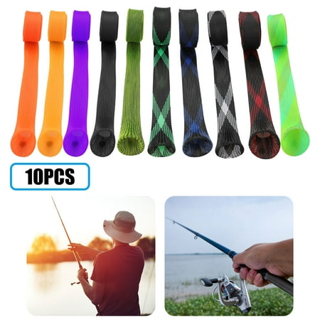 EEEKit 10/1Pcs Fishing Rod Cover, Fishing Rod Sleeve Socks, Sleeve Cover Braided Mesh Rod Protector, Fishing Pole Covers Sleeves for Fly Spinning Casting Rod,Flat End Fishing Gear Tools (The Best Fishing Rod Brand)