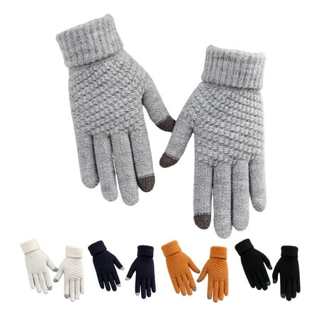 

NUZYZ 1 Pair Knitted Gloves Wear Resistant High Elastic Knitted Fabric Touch Screen Working Gloves for Travel