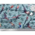 thumbnail image 2 of Soimoi Blue Cotton Duck Fabric Tropical Leaves & Bird Printed Fabric 1 Yard 58 Inch Wide, 2 of 3