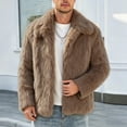 thumbnail image 5 of Men Cropped Fuzzy Jacket Winter Warm Coat Open Front Outerwear,Lapel Long Sleeve and Pocket Daily Casual Comfy Wear,Beige,L, 5 of 7