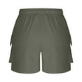 thumbnail image 6 of Ndbuld Womens Short Shorts for Women Women's Fashion Solid Color Elastic Waist Drawstring Pocket Shorts Army Green S, 6 of 7
