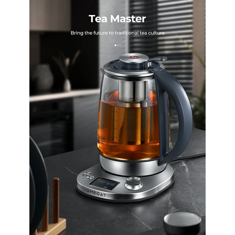 Electri Kettle, AMEGAT Tea Pot with Removable Infuser, 9 Preset Brewing  Programs Tea Maker with Temperature Control, 2 Hours Keep Warm, 1.7L Electric  Kettles, 1200W, Glass and Stainless Steel 