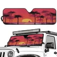 thumbnail image 2 of Uorisanigo Windshield Sun Shade Sun Visor for 1997-2017 Jeep Wrangler Rubicon Sahara TJ JK JKU 2/4 Doors 16.14"x52.95" Folding Front Window Sunshade for Car Accessories (Sunset Palm Tree), 2 of 7