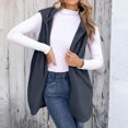 thumbnail image 3 of ClodeEU Women's Mid Long Fleece Vest With Hooded, Fall Winter Warm Plush Sleeveless Cardigan Dark Blue,Womens Plus S, 3 of 9
