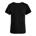 thumbnail image 5 of Htigea Plus Size Short Sleeve Tops for Women Oversized V Neck Scrub Uniform T-Shirt Summer Loose Workwear with Pocket Black XXXL, 5 of 6