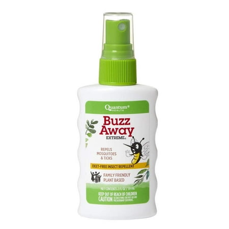 Quantum Buzz Away Extreme - Natural DEET-free Insect Repellent, Essential Oil Bug Spray - Travel Size, Small Children & Up, 2 Fl