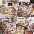 thumbnail image 5 of 5x7 Area Rugs for Living Room, Spring Easter Bunny Non Slip Area Rugs for Kitchen Bedroom Entryway, Pink Wooden Red Floral Easter Eggs Washable Carpet Runner Rug Floor Mats for Bedroom Home Decor, 5 of 8