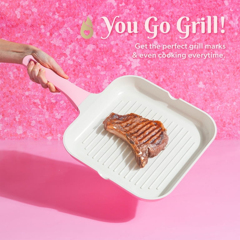 Paris Hilton 11-Inch Ceramic Nonstick Grill Pan, Pink photo 2