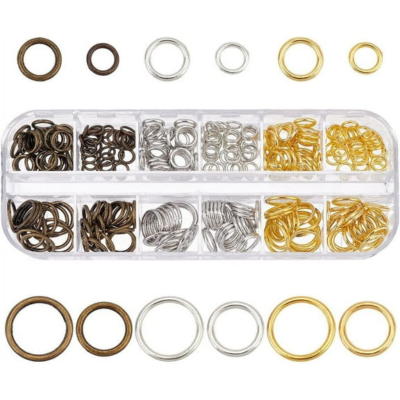 285pcs Jump Rings 4 Sizes Closed Jump Rings Connectors Junction Rings 6/8/10/12mm Round Ring Small Jewelry Rings for Jewelry Bracelet Necklace Making Craft Making 3 Colors