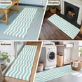 thumbnail image 5 of 2'x6' Rug Runners for Hallways Kitchen, Turquoise Grey White Non Slip Entryway Beside Floor Carpet Runner, Abstract Geometric Ocean Wave Stripe Washable Laundry Room Bedroom Throw Rugs Mat, 5 of 8