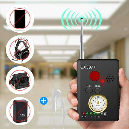 - RF Detector Bug Detector Anti Spy Camera Signal Detector, Handheld Rechargeable Wireless Almighty Hidden Camera Laser Lens GSM Device Finder with Adapter And Earphone