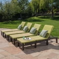 thumbnail image 2 of Joyce Outdoor Multibrown Wicker Chaise Lounge with Green Cushion, Set of 4, 2 of 9