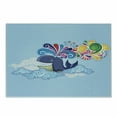 thumbnail image 1 of Whale Cutting Board, Cartoon Style Flying Happy Whale on the Clouds with Rainbow Clods on Its Head, Decorative Tempered Glass Cutting and Serving Board, Small Size, Multicolor, by Ambesonne, 1 of 1