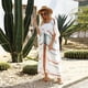thumbnail image 5 of Moda Mujer Cárdigan de rayas Media manga acampanada Larga suelta Ropa de playa Chal Blusa infor CACAGOO Cárdigan de rayas, 5 of 7