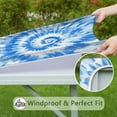 thumbnail image 6 of Blue Tie Dye Pattern Square Fitted Tablecloth with Elastic Edge,Square Table Cover,Washable Elastic Table Cover for Home Kitchen Party Decor 34"x34", 6 of 6