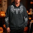 thumbnail image 2 of VeFlora Y2K Graphic Zip Up Hoodie for Men, Long Sleeve Drawstring Oversized Sweatshirt for Daily Wear Party(Grey/M), 2 of 4