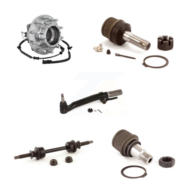 Transit Auto Front Left (Driver Side) Hub Bearing Assembly Link kit Upper Lower Ball Joint & Outer Tie Rod End Kit (5Pc) for Car 2017-2019 Ford F-450 Super Duty 1-9 16" Diameter Thread K7T-111564