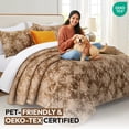 thumbnail image 5 of IR Imperial Rooms 3-Piece Velvet Bedspread Set, Floral Ultrasonic Embossed Quilt, Queen, Caramel (Pack of 2), 5 of 8