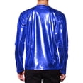 thumbnail image 3 of Camisetas de hombre INSPIRE CHIC de cuello redondo de manga larga brillante XL azul, 3 of 7