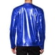 thumbnail image 3 of Camisetas de hombre INSPIRE CHIC de cuello redondo de manga larga brillante, tamaño L azul, 3 of 7