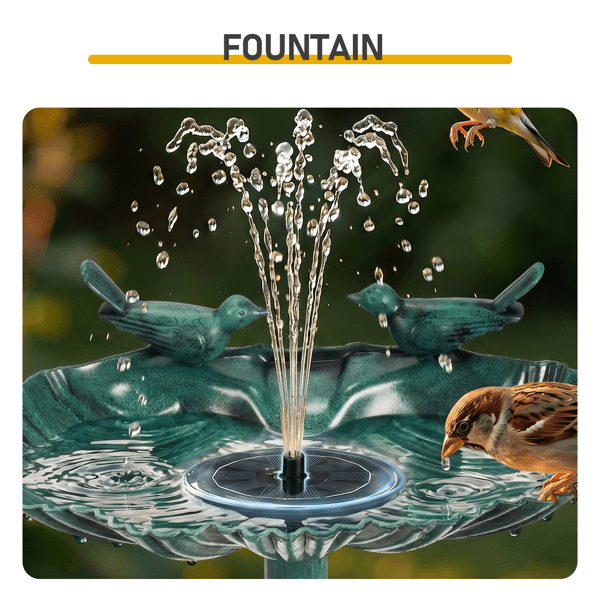 Resin Bird Bath Tub with 2.5W Solar Fountain, Shell Edge Design, Dark Green, 50x36x81cm