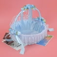 thumbnail image 3 of YUMILI Cesta de Flores, Cesta de Flores de Encaje de Boda portátil Contenedor de Dulces Suministros de Ceremonia de Fiesta Decoración(Azul), 3 of 8