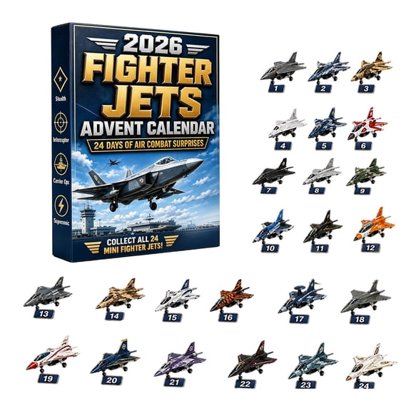 24‑Day Fighter Jets Christmas Countdown Advent Calendar, 24 Pcs Mini Military Aircraft Models for Holiday Surprise