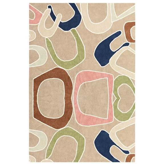 Beige Tufte | 9x12, 9x13, 10x10, 10x14 | Geometric Rug | Hand Tufted | Area Rug