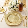 thumbnail image 3 of Yucurem 100PCS Reusable Charger Plates Bulk, 12.2" Plastic Dinner Charger Plates, Round Ruffled Rim Decorative Dinner Tableware for Wedding, Party, Event Table Decor (Gold), 3 of 9