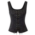 thumbnail image 2 of BLTIBY Women Bustier Corset Court Vintage Lace Up Body Shaper Adjustable Sleeveless Vest Tops Renaissance Medieval Gothic Waist Cincher Black 2 M, 2 of 4