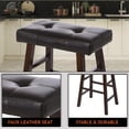 thumbnail image 4 of Set of 4 Counter Height 24" Bar Stools Wood Frame & Brown Leather Kitchen Island Barstools, 4 of 7