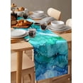 thumbnail image 6 of Moroccon Table Runner 70 Inches, Turquoise Marble Bed Runner Dresser Scarves Tabletop for Indoor Outdoor Parties/Ceremony/Banquet, 13" x 70", 6 of 8