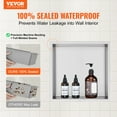 thumbnail image 2 of VEVOR Niche de Douche Sans Carreaux 13"x13 Pouces en Acier Inoxydable 304, Niche Encastrée au Mur à Deux Tablettes, Scellée, Étanche et Résistante à la Rouille, Niche Moderne pour Rangement de Savon de Douche et de Salle de Bain, Argent, 2 of 9