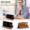 thumbnail image 3 of Wallet Case for iPhone 13 Pro Max 6.7 inch, Vintage Premium PU Leather Cover Flip Case with Card Slots Magnetic Closure Zipper Pocket Kickstand Handbag with Hand Strap - Brown, 3 of 17